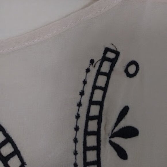 Forever 21 Sheer Embroirdered Retro Style Blouse Sz M - Picture 7 of 11